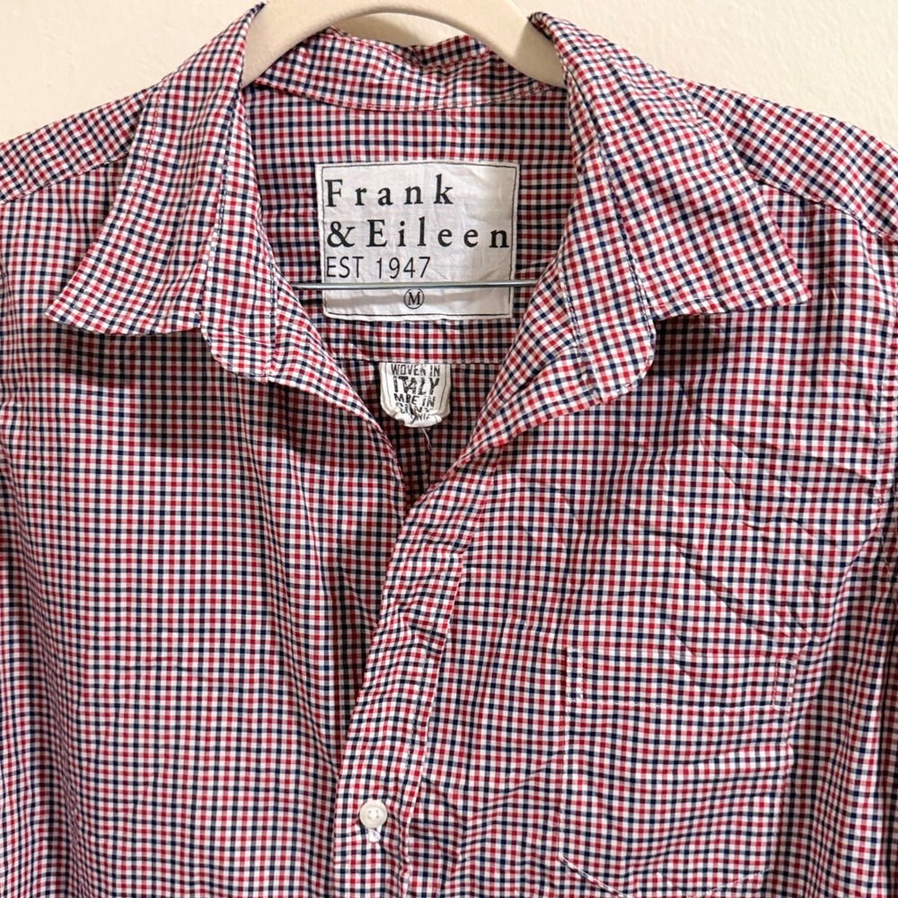 Frank & Eileen Barry Shirt Womens M Red Gingham Cotton Excellent Button Down - Picture 5 of 13